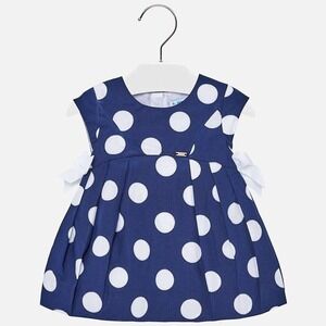 Mayoral Navy Polka Dot Party Dress 24M 92cm 100% Cotton